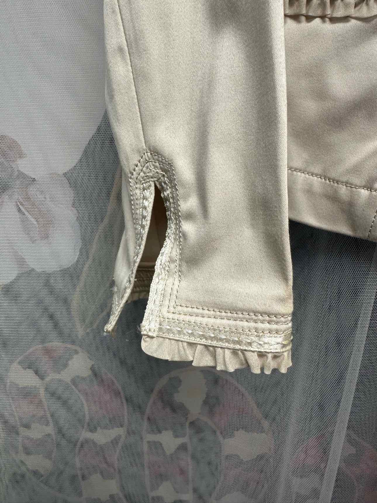 WHBM NEW NWT Ruffle Trim Lightweight Belted Blazer Size 2 Tan Jacket