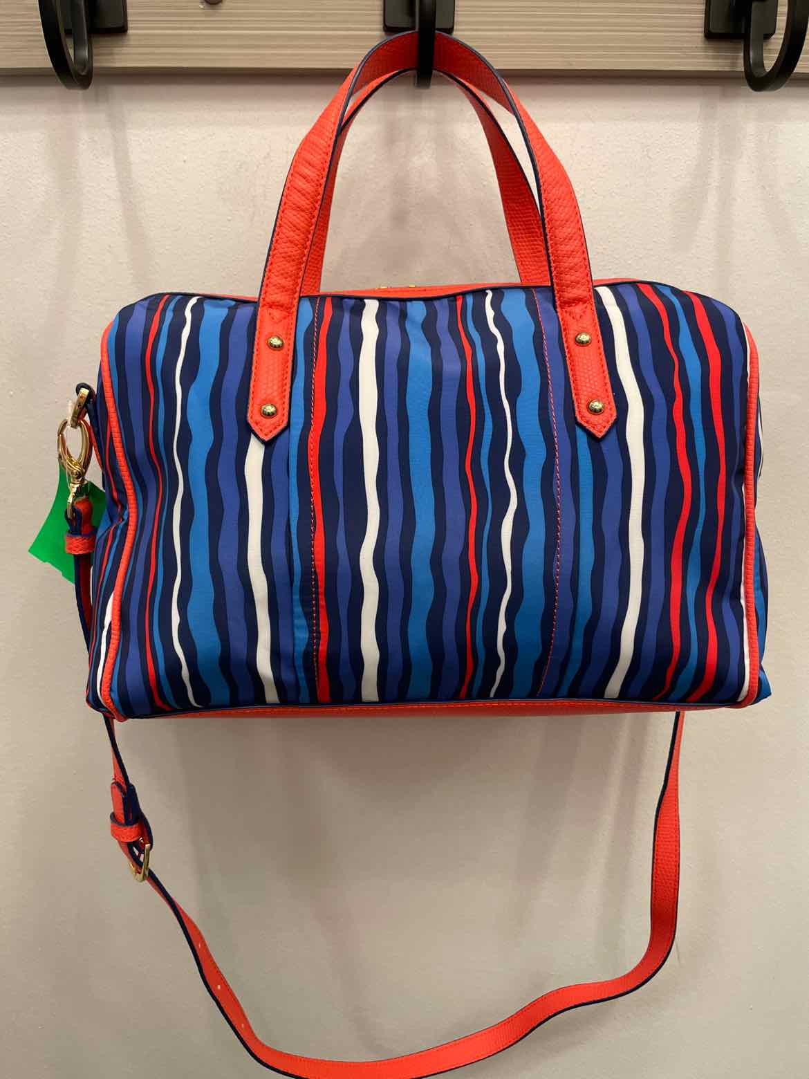 Vera Bradley Preppy Poly Marlo Satchel in Cobalt Stripe Handbags