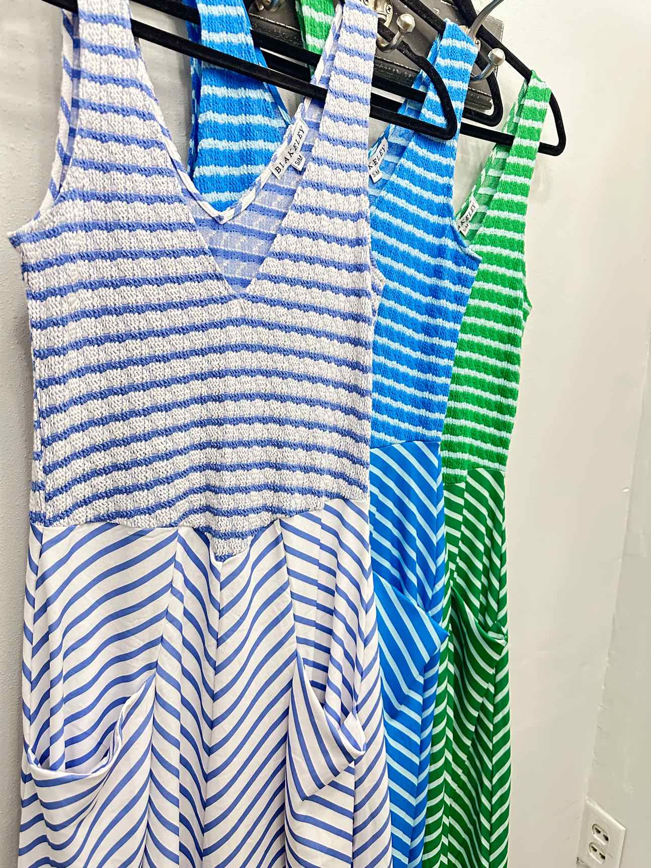 Blakeley Luciana Stripe Maxi Sleeveless Dress with Pockets