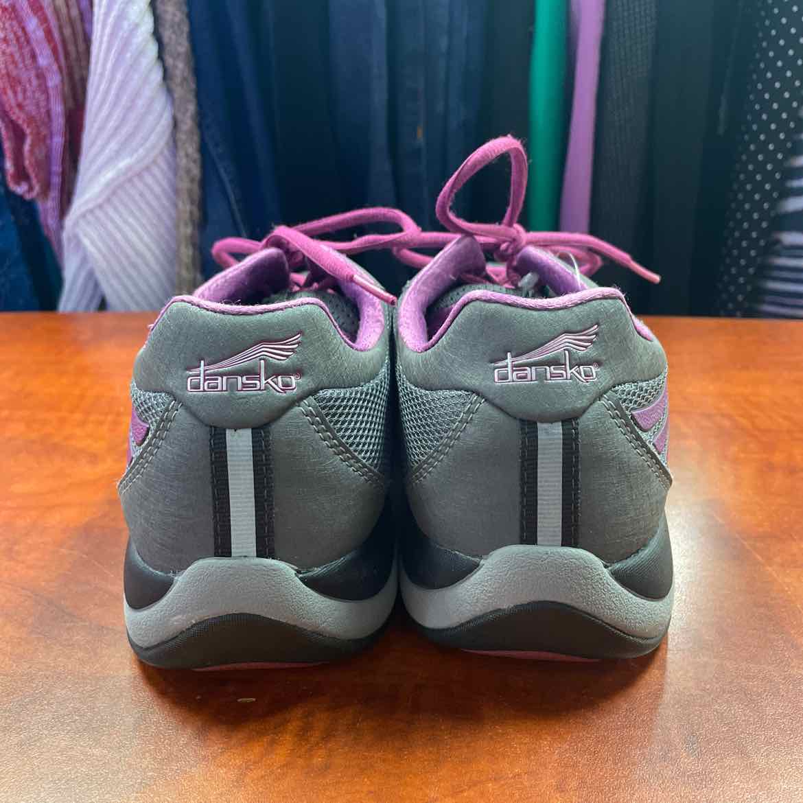 Dansko Shayla Gray and Purple Lace-Up Athletic Sneakers Size 39