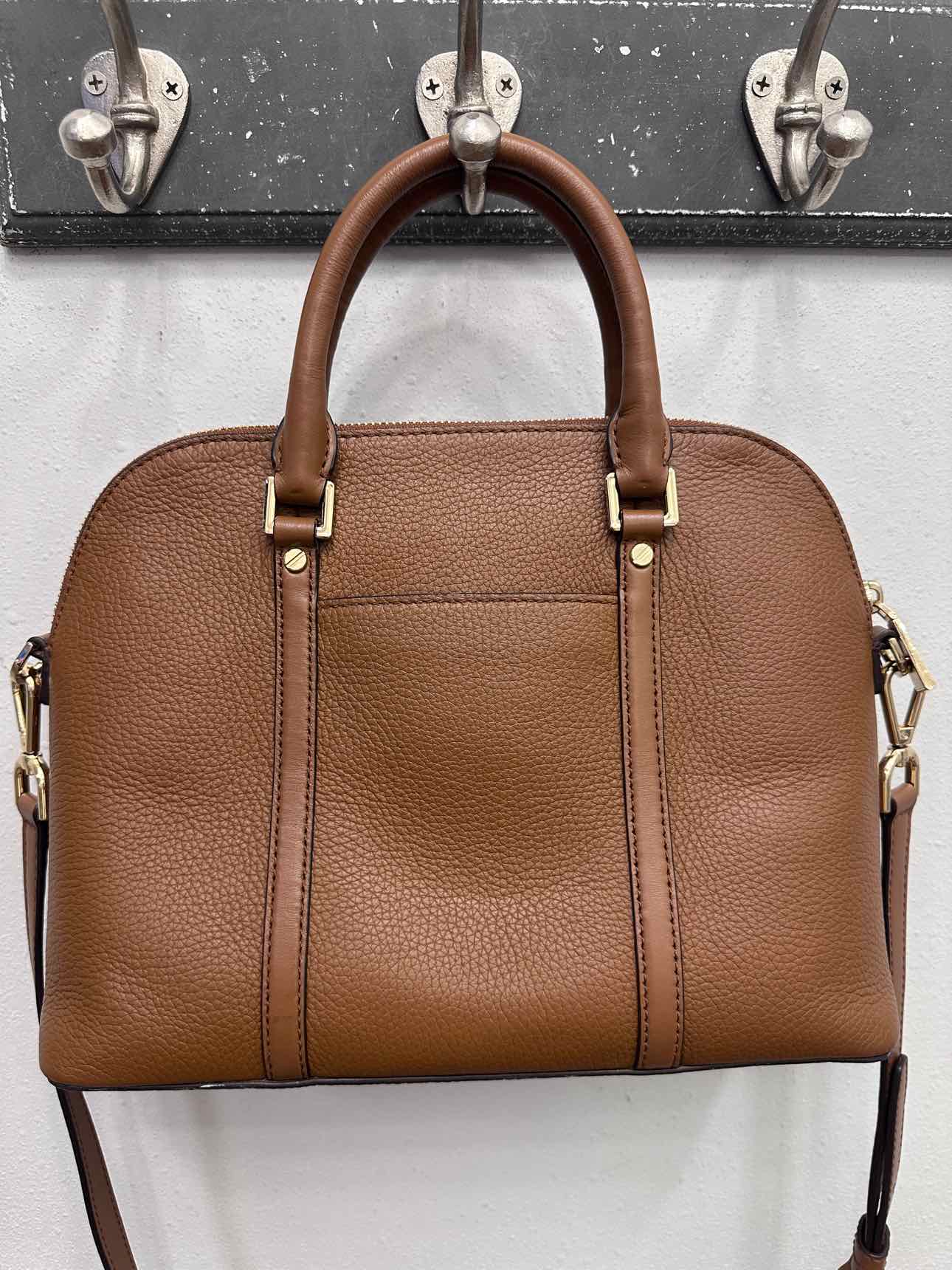 MICHAEL KORS Bedford Legacy Pebbled Leather Convertible Satchel Brown Handbags