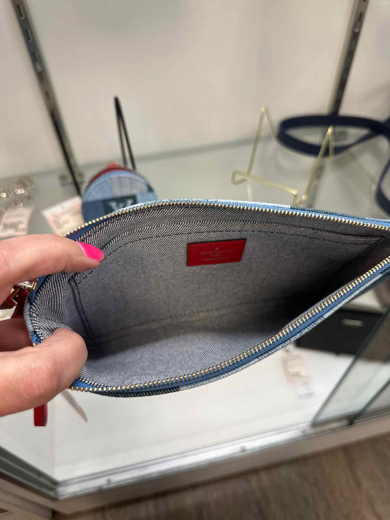 Louis Vuitton Limited Editiion Neverfull Denim Zipper Pouch Wristlet Wallet