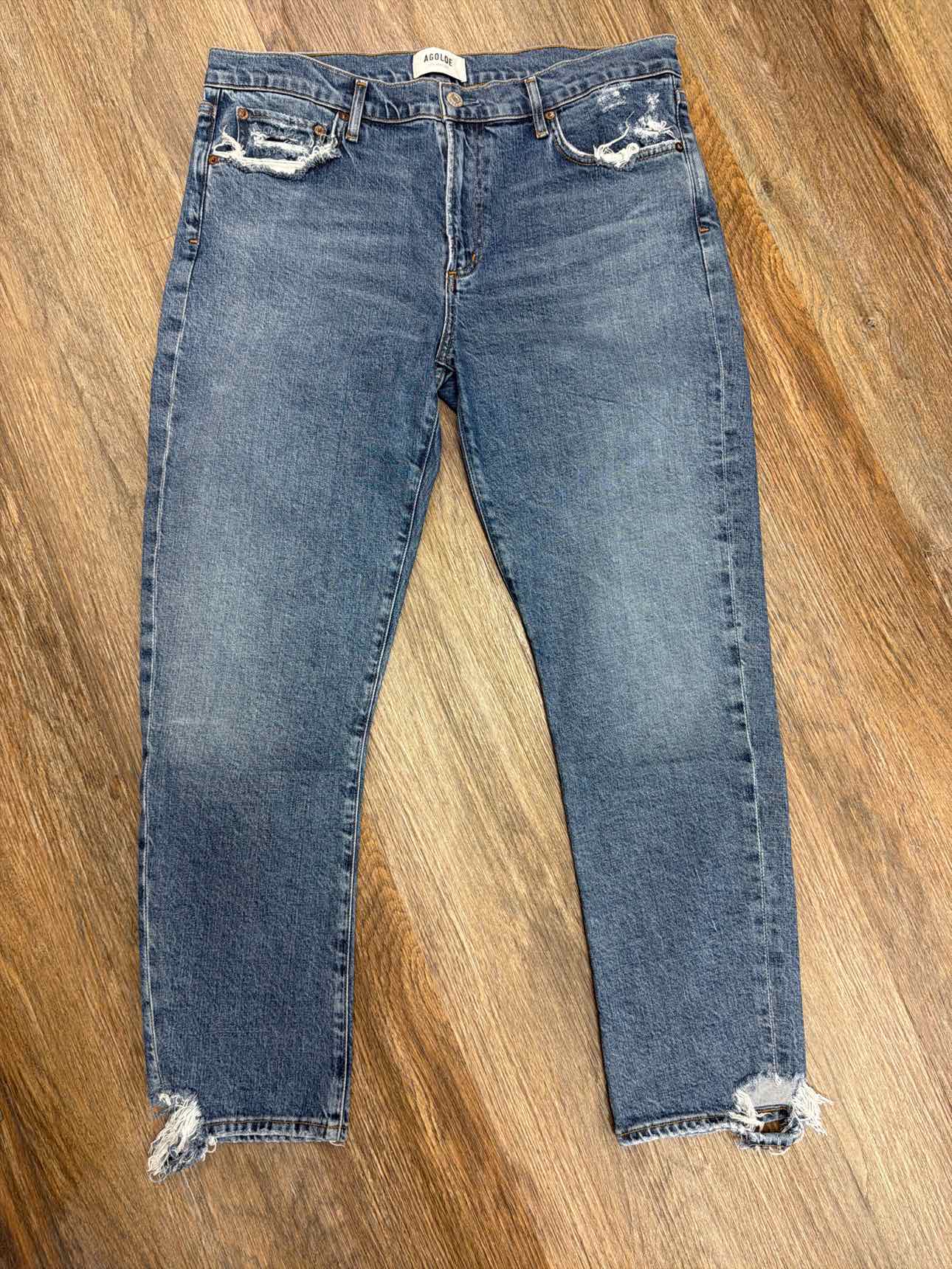AGOLDE Size 31 Toni Straight Leg Distressed Raw Hem Denim Jeans