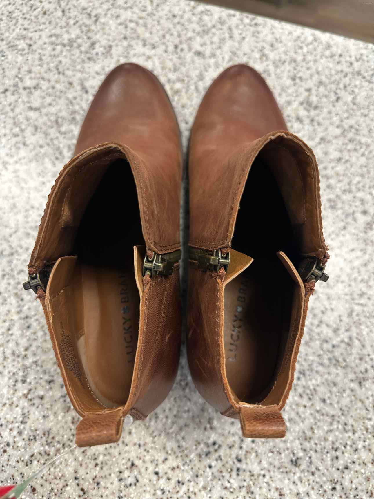 Lucky Brand Size 8 'Basel' leather ankle Brown Booties Boots