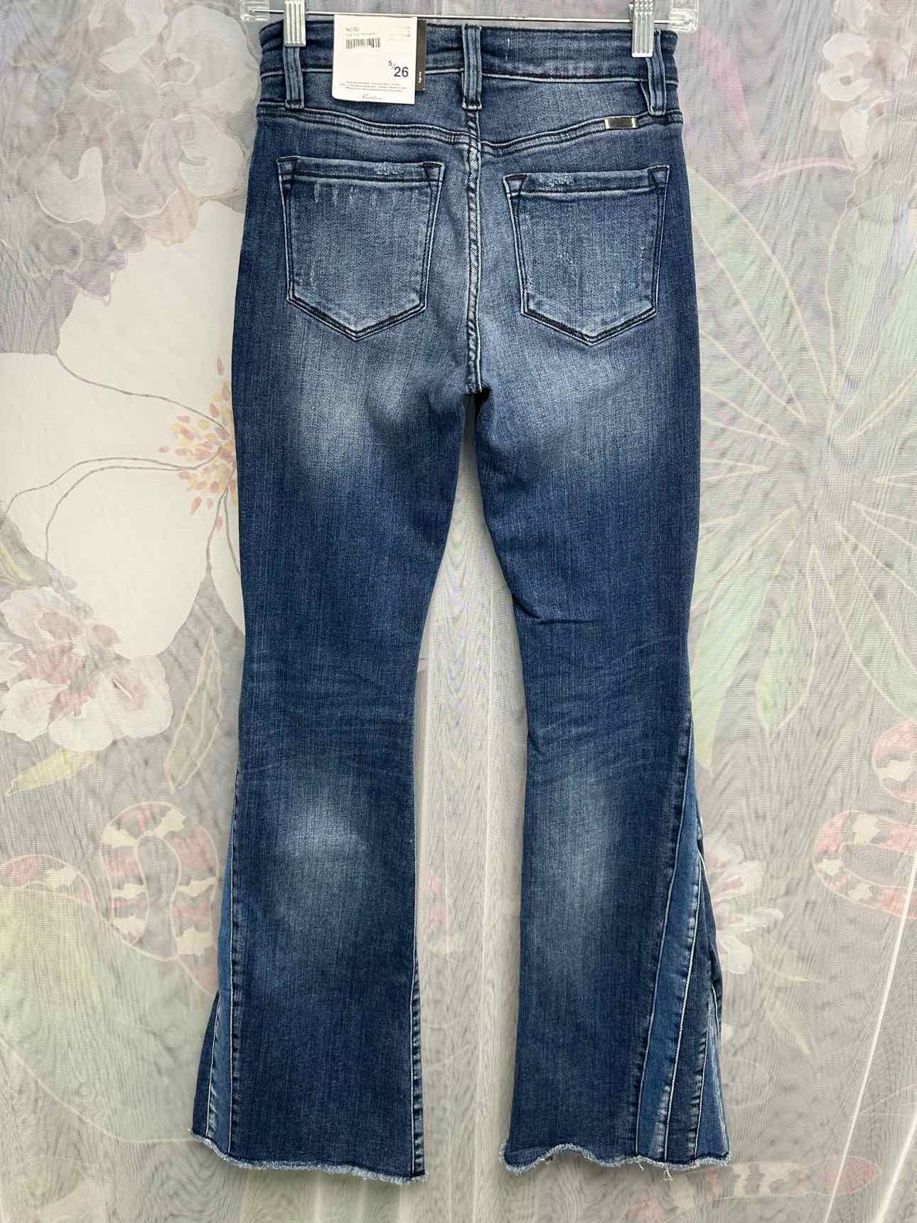 KanCan NEW NWT High Rise Panel Flare Detail Hem Size 5 Denim Jeans