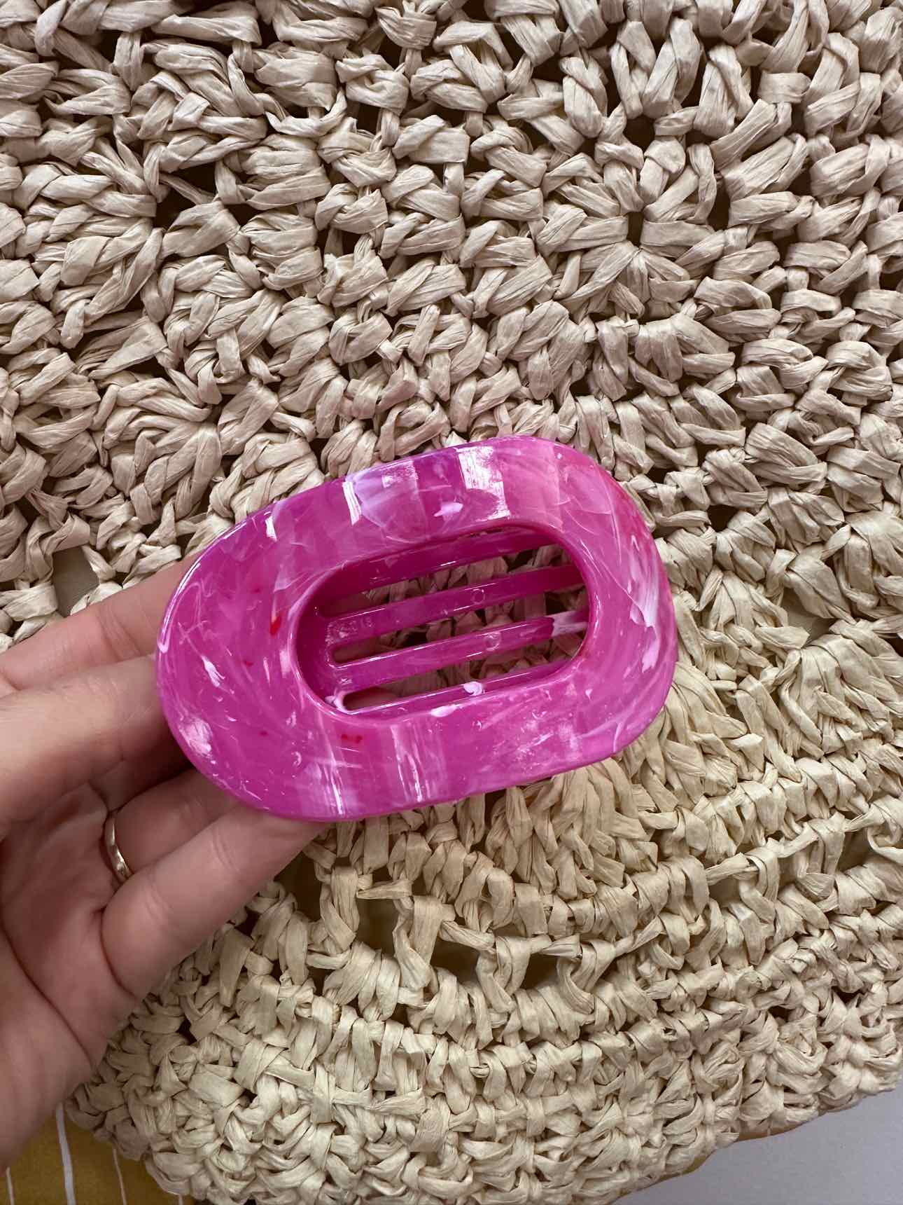 Marbled Flat Design Oval Hair Claw Clip