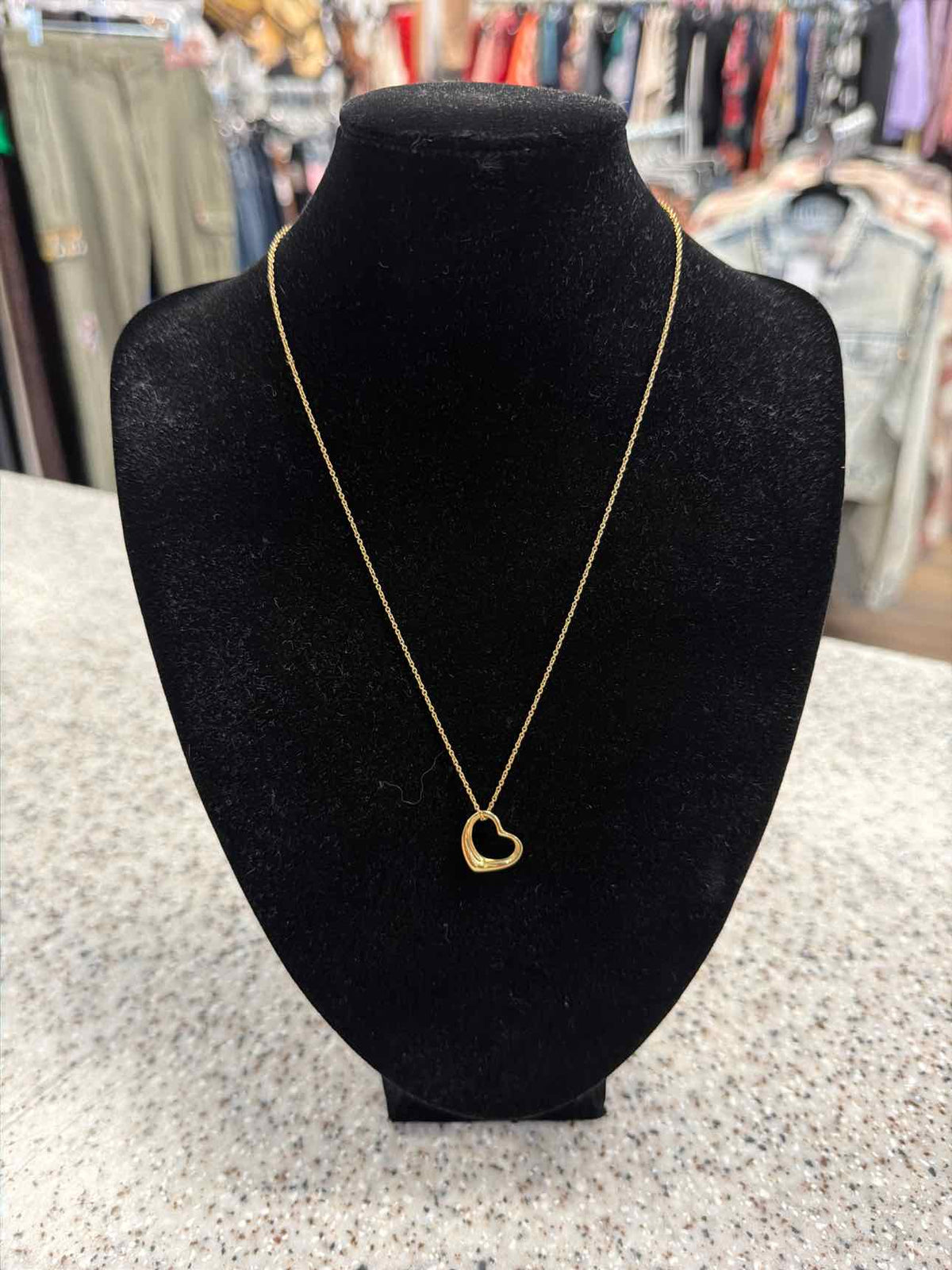 Tiffany & Co. 16" Elsa Perett 11mm Open Heart Pendant 18k Yellow Gold Necklace
