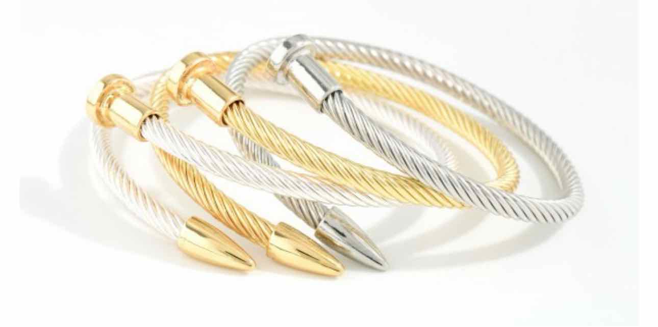 Metal Tone Twisted Nail Cuff Bracelet