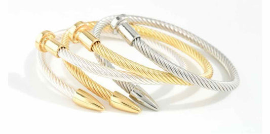 Metal Tone Twisted Nail Cuff Bracelet