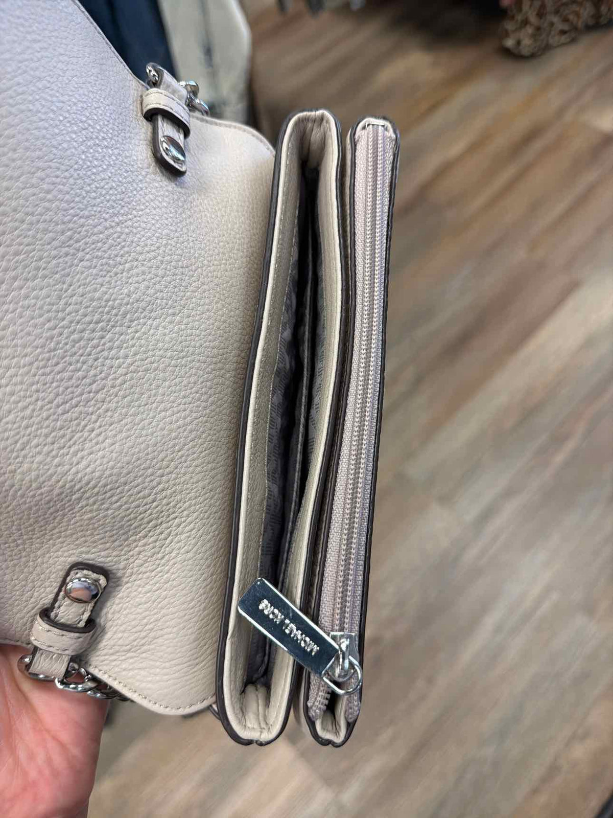 Michael Kors Geige Toned Pebbled Leather Crossbody Bag