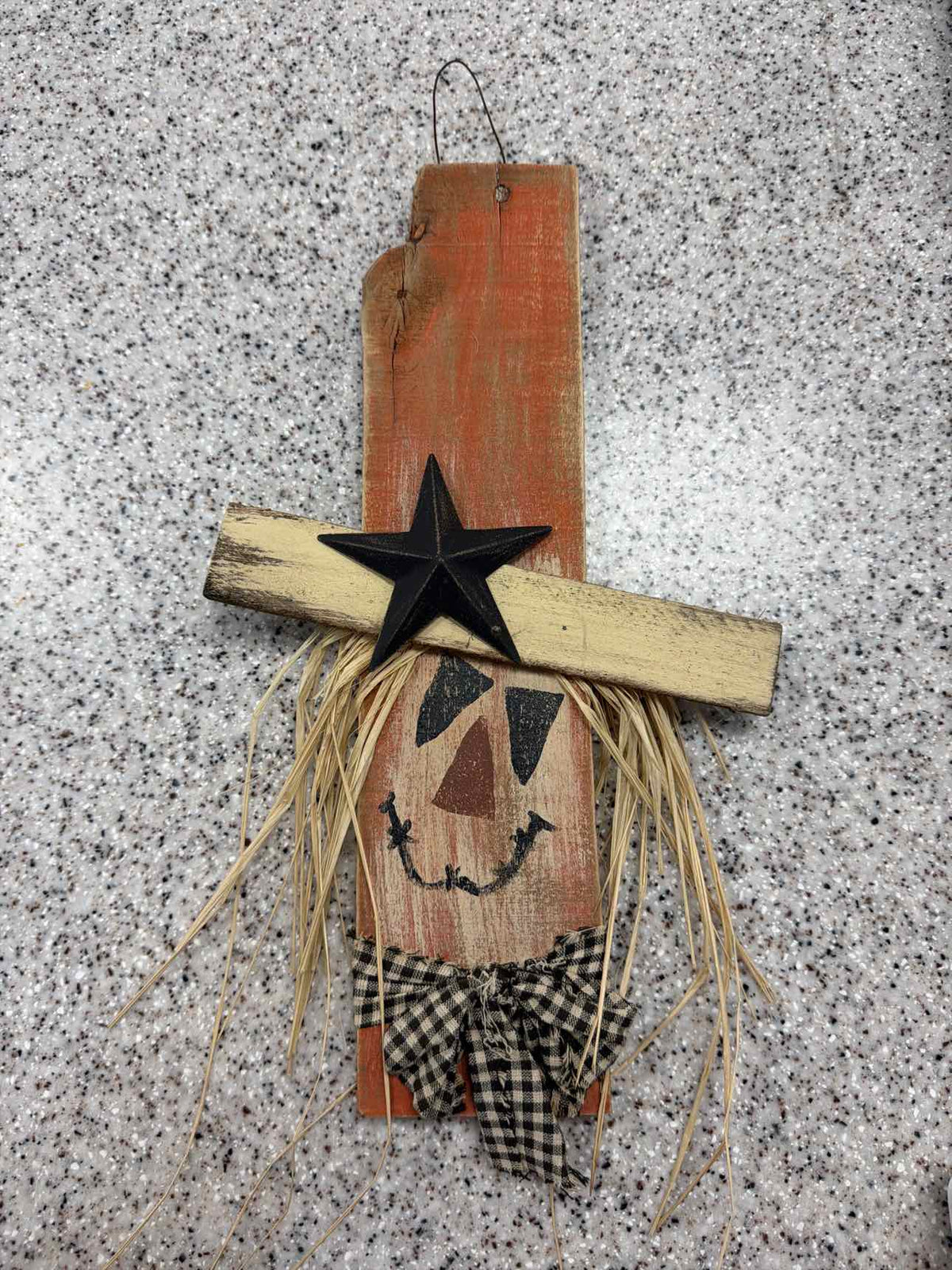 Primitive Scarecrow Wood Painted Wall Plaque Household