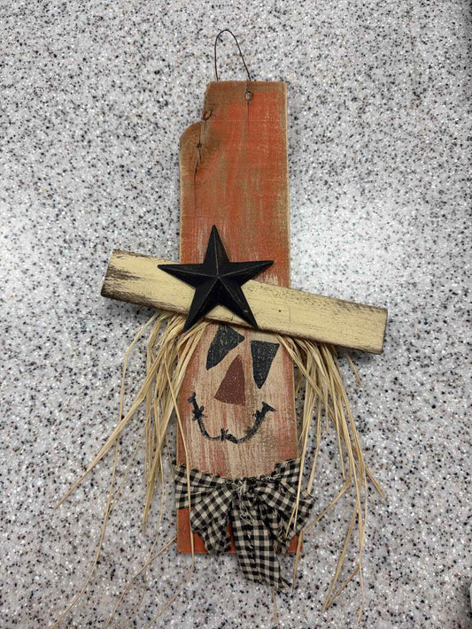 Primitive Scarecrow Wood Painted Wall Plaque Household