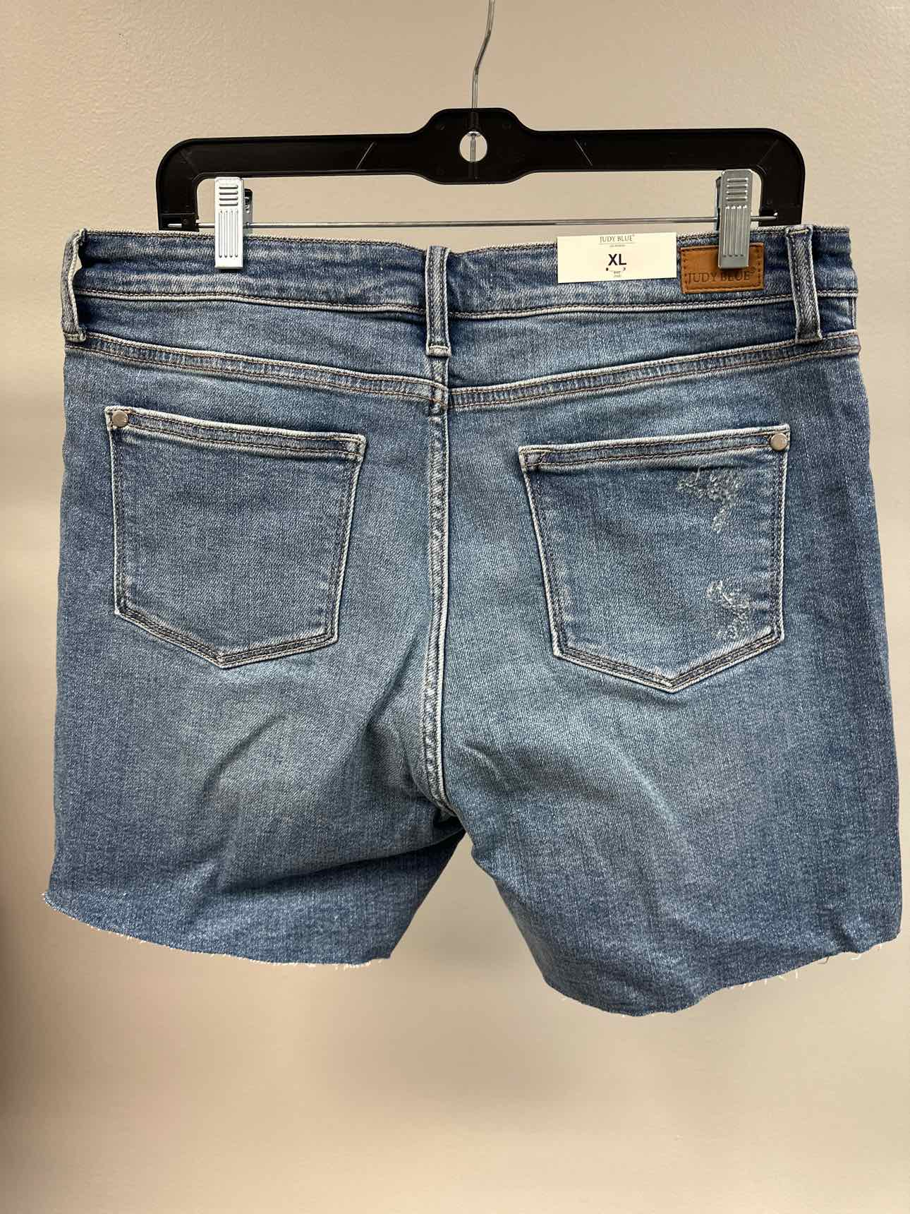 Judy Blue High Waist Embroidered Pocket Cutoff Denim Medium Wash Shorts