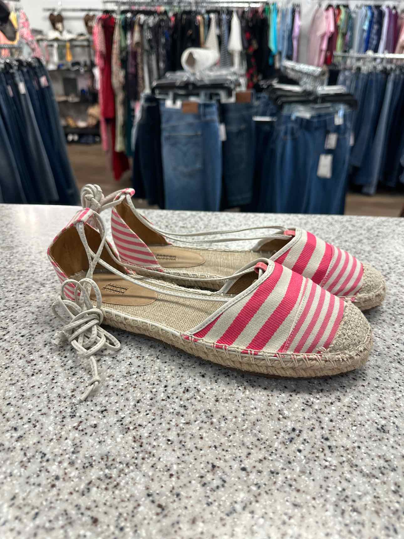 Jasper Size 8 Pink White Stripe Espadrilles Summer Sandal NWOT