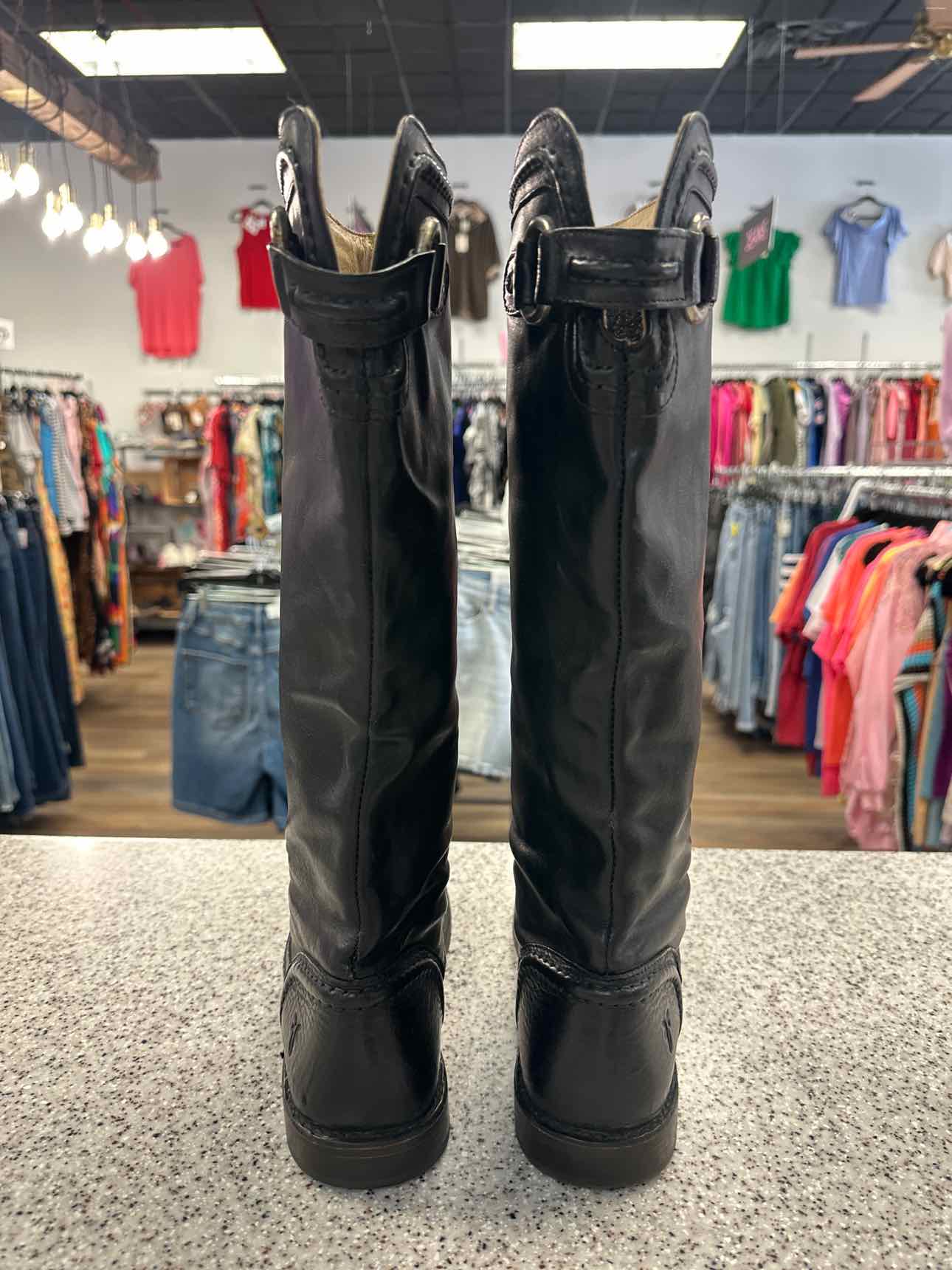 Frye Size 6 Black Tall Leather Riding Boots