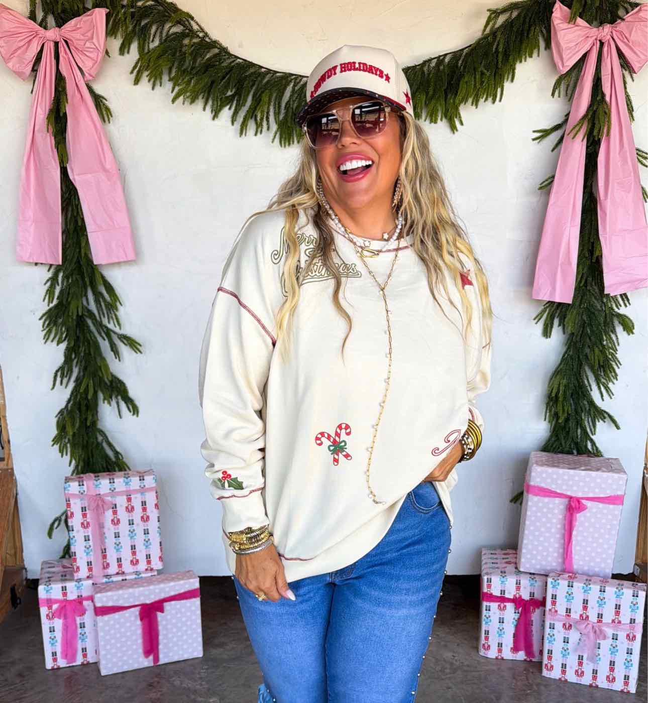 PREORDER! Tis the Season Embroidered Holiday Christmas Sweat Shirt Pullover Top