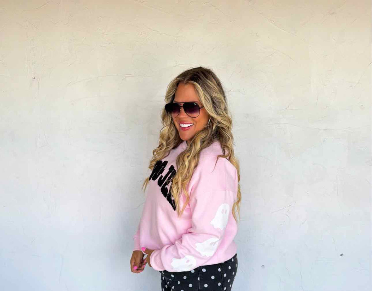 Boo-Jee Sherpa Letter Pullover Sweatshirt