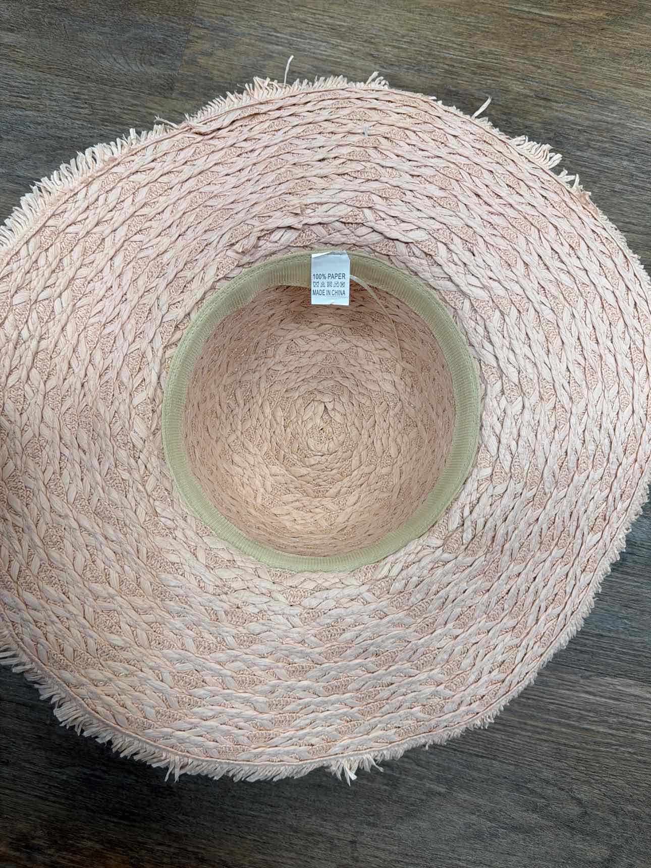 Straw Wide Brim Sun Hat Light Pink Hat NEW