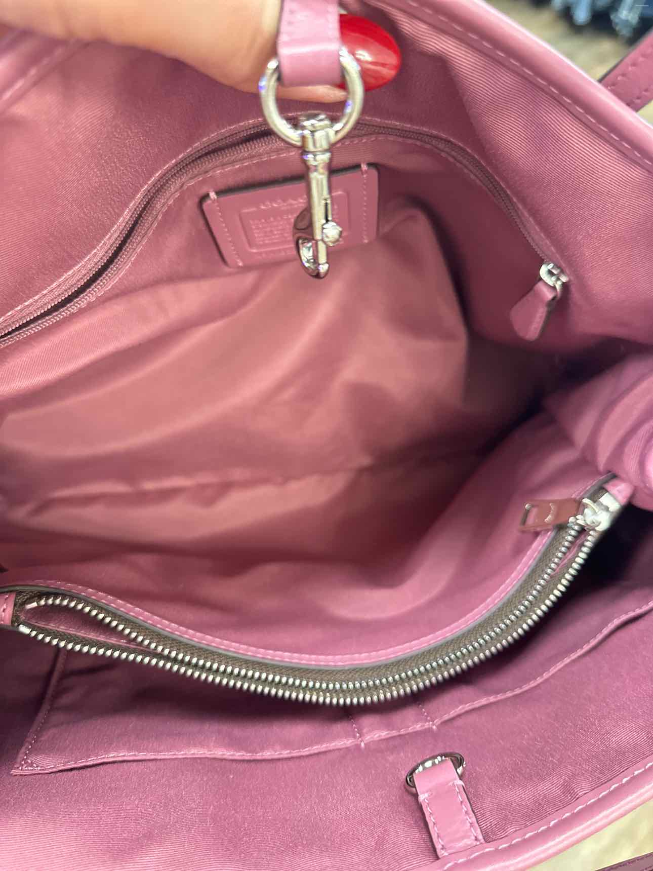 Coach Signature Drawstring Carryall Hobo Brown Blush Pink Shoulder Bag Handbags