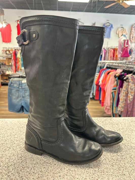 Frye Size 6 Black Tall Leather Riding Boots
