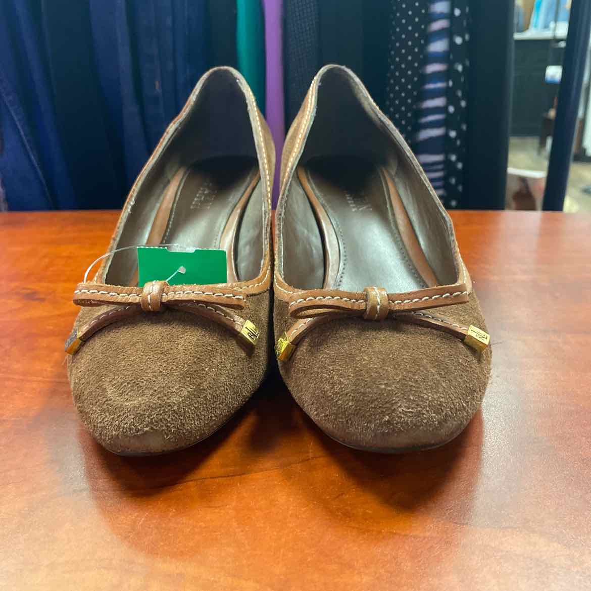 Lauren Ralph Lauren Bernee Wedge Heels Brown Leather Size 11