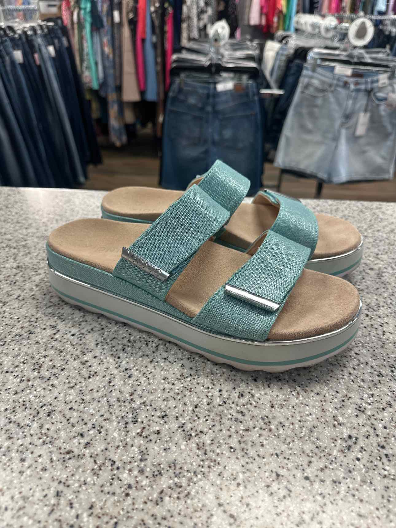 Vionic Size 10 Brandie Slide Platform Aqua Sandals