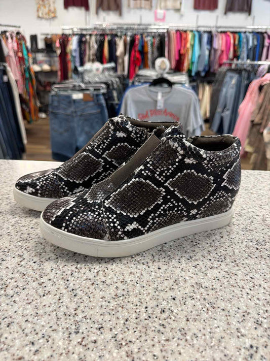 Aqua College Size 8 1/2 Glady Waterproof Leather Wedge Snakeskin Black Shoes