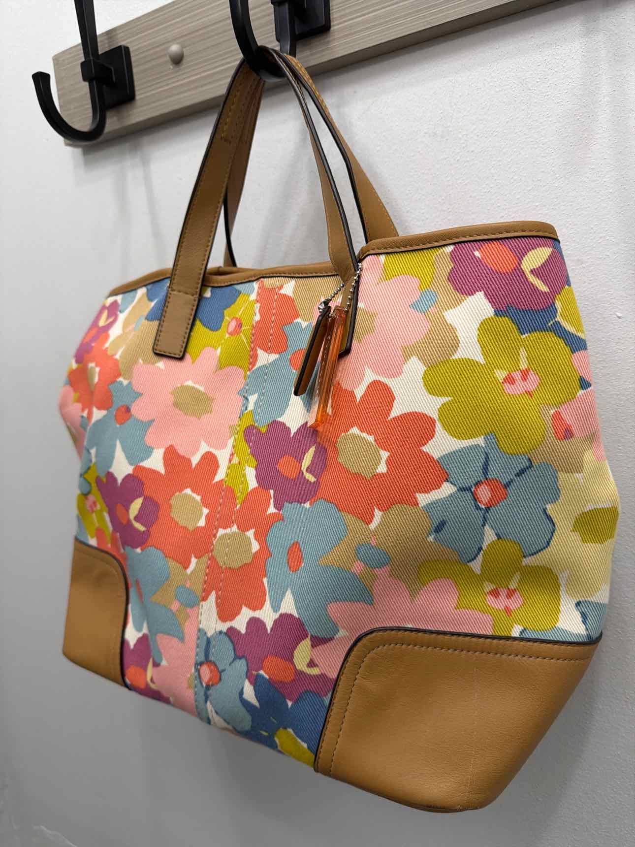 Coach Hadley Floral Print Duffle Tote Pink Blue Handbags