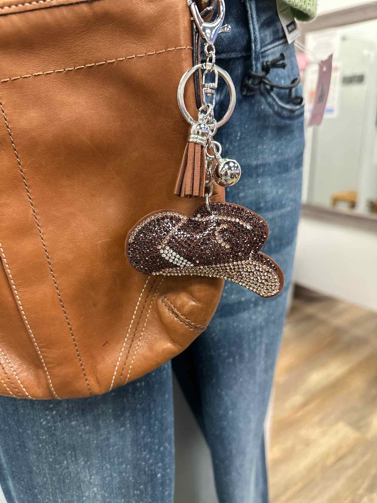 Rhinstone Bling 3D Bag Charm Key Chain