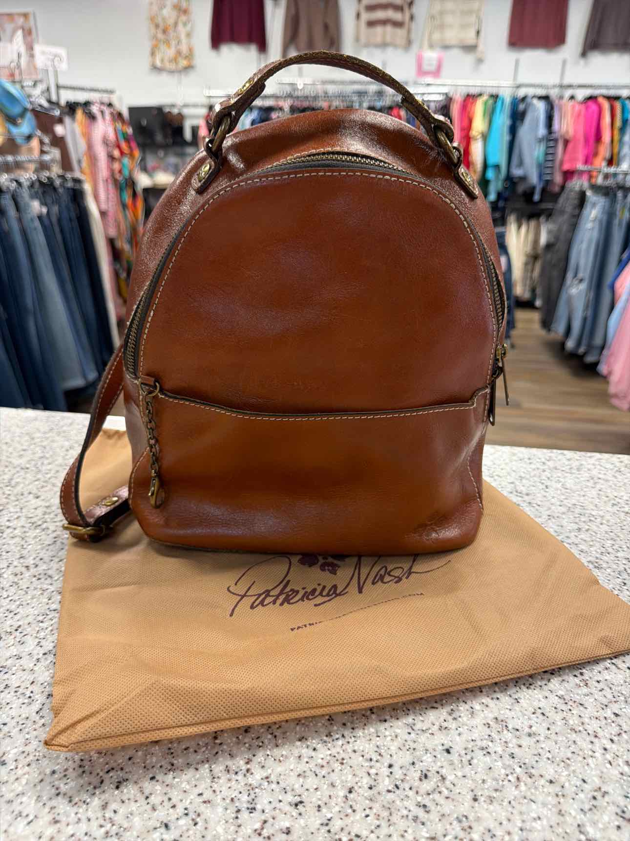 Patricia Nash Small Brown Cognac Leather Montioni Covertible Backpack