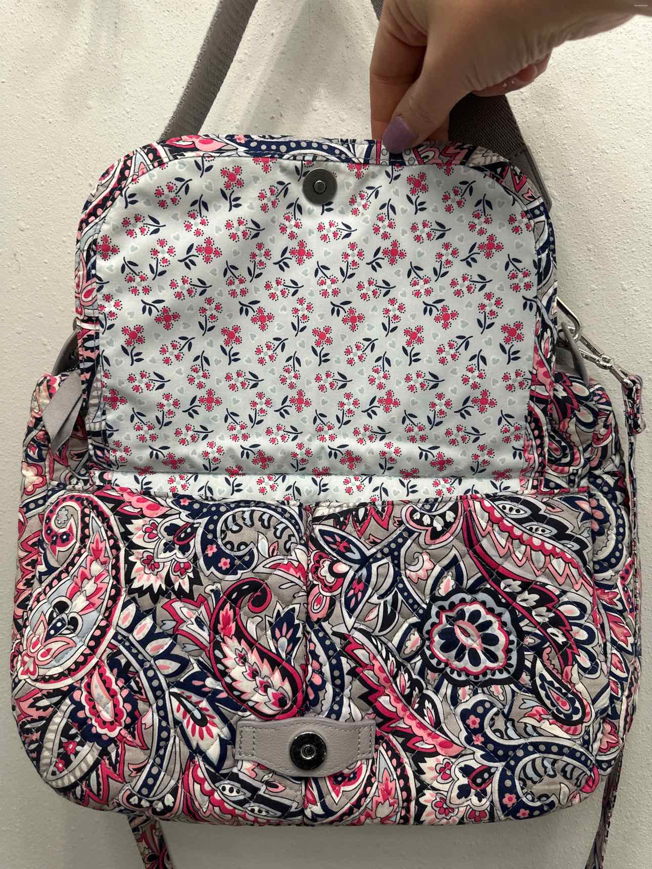 Vera Bradley On the Go Crossbody Gray and Pink Handbags