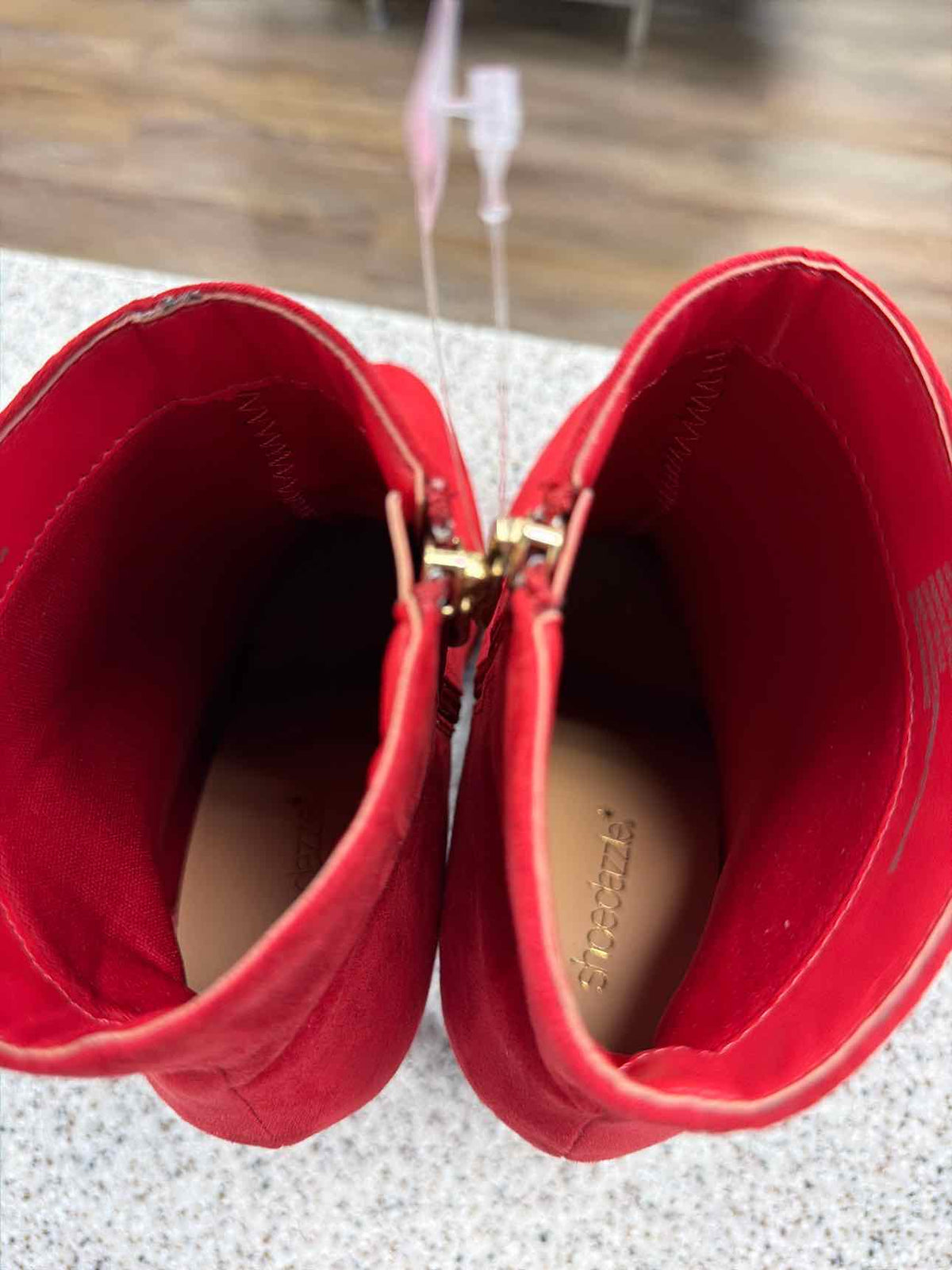 ShoeDazzle Natashia Platform Booties Red Velvet Faux-Suede Finish Size 9