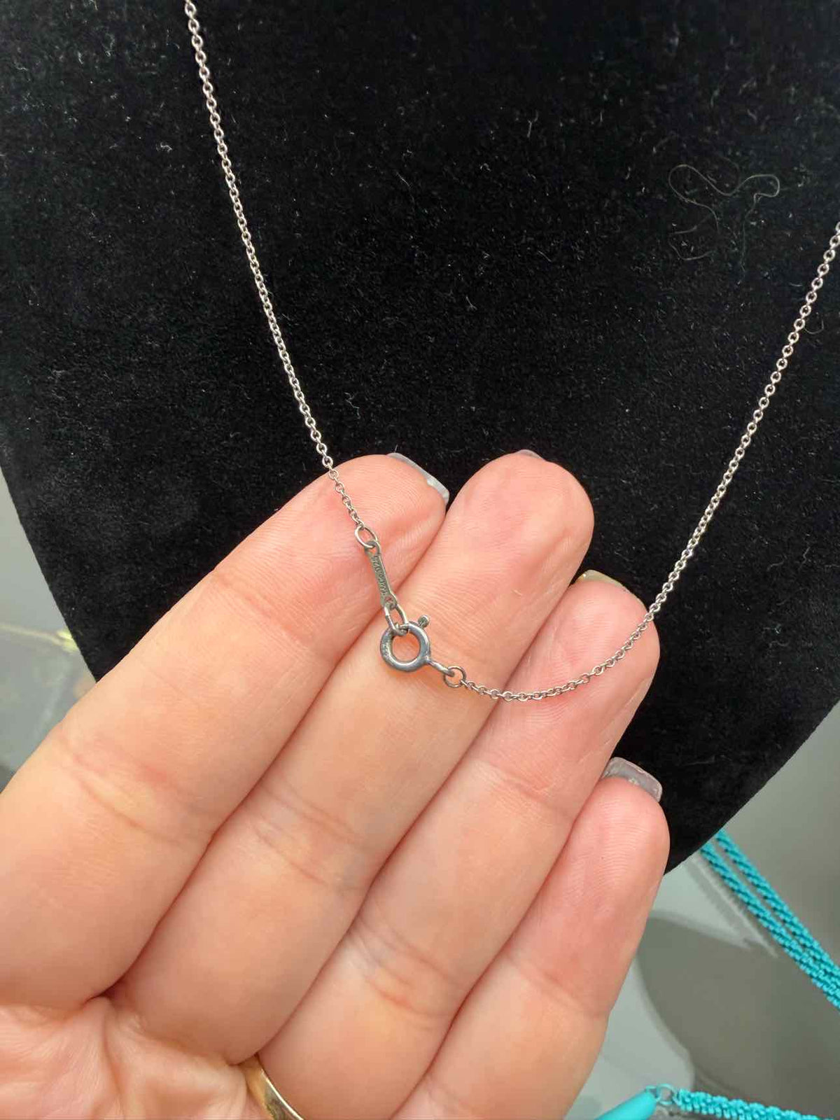 Tiffany & Co. 16" Paloma Picasso Loving Heart with Diamond Chip Sterling Silver Necklace