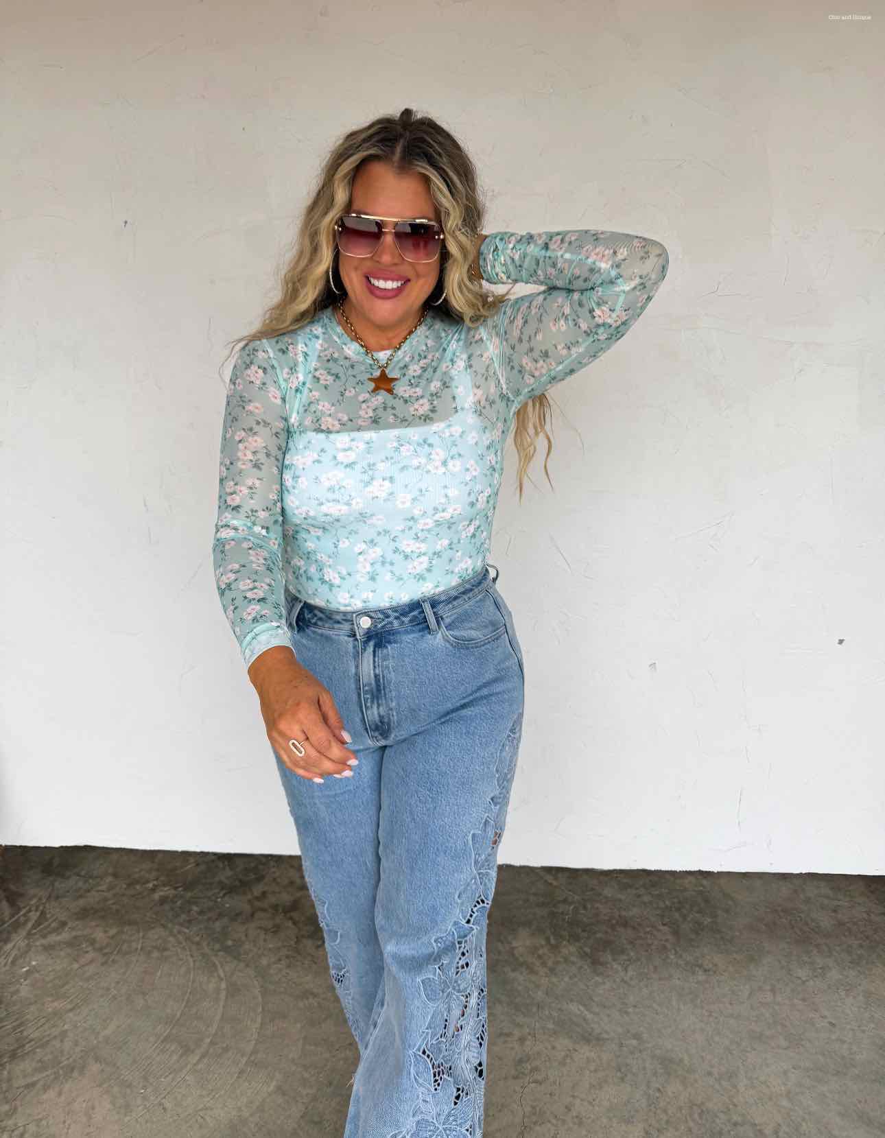 Spring Dress It Up Mesh Long Sleeve Top