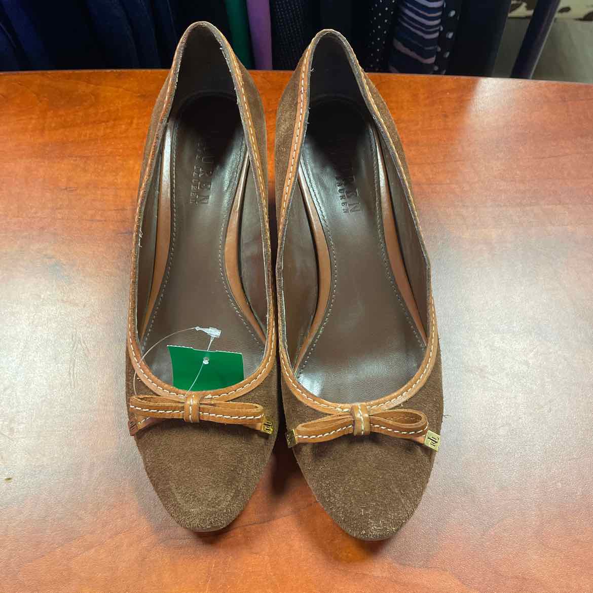 Lauren Ralph Lauren Bernee Wedge Heels Brown Leather Size 11
