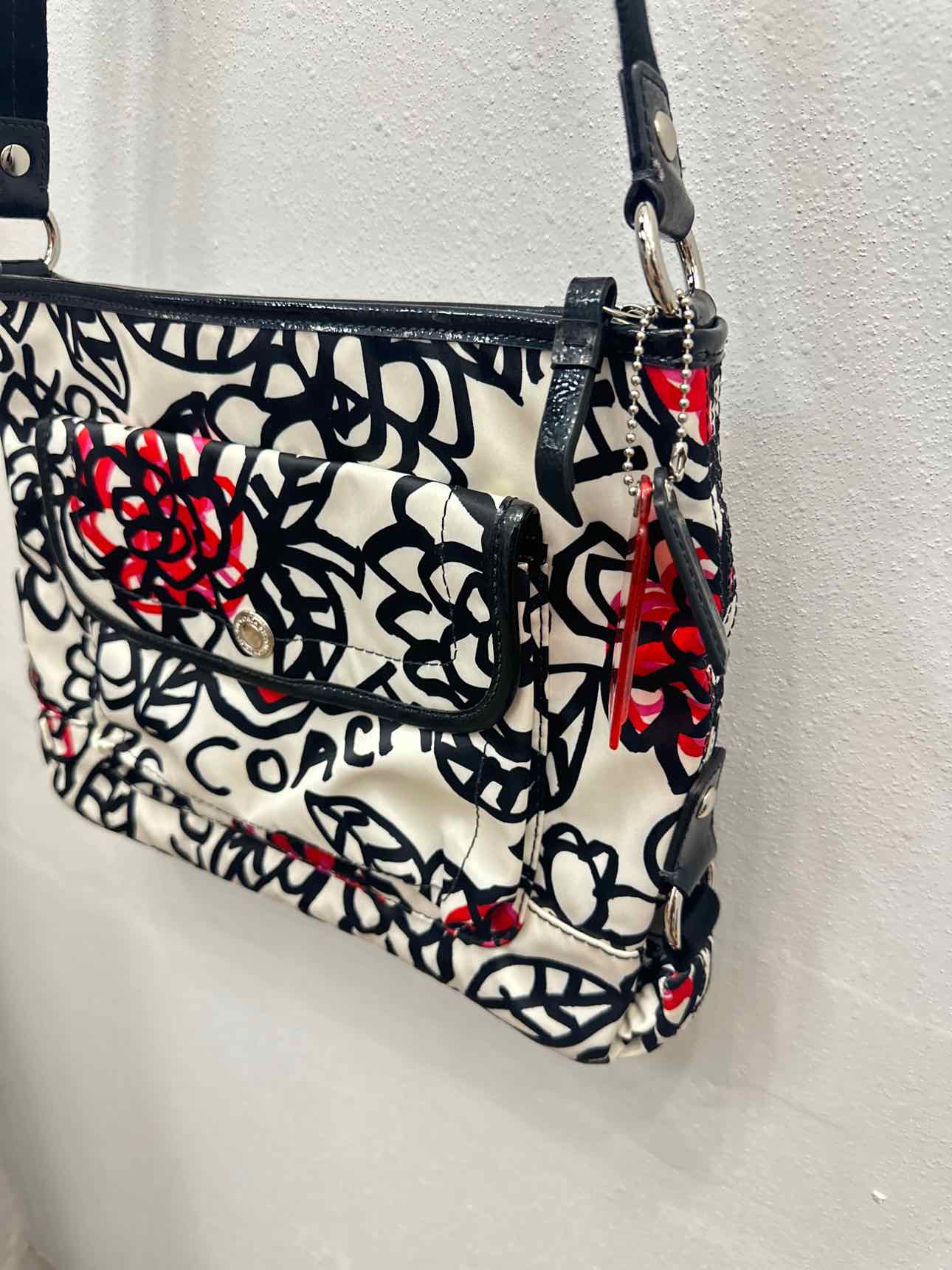 Coach Poppy Graffiti Kyra Messenger Black White Pink Handbag