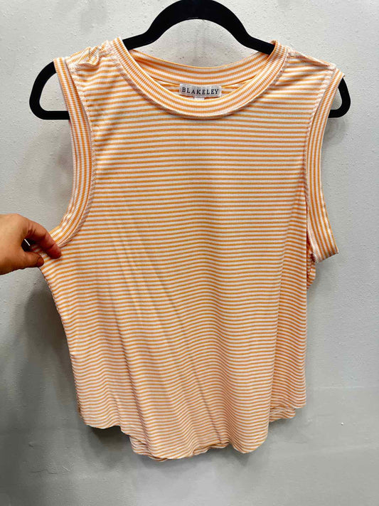 Blakeley Size 2X Orange White Striped Sleevless Tank Top