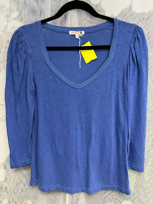 Sundry NEW V-Neck Lightweight Heathered Size 1 Blue Top