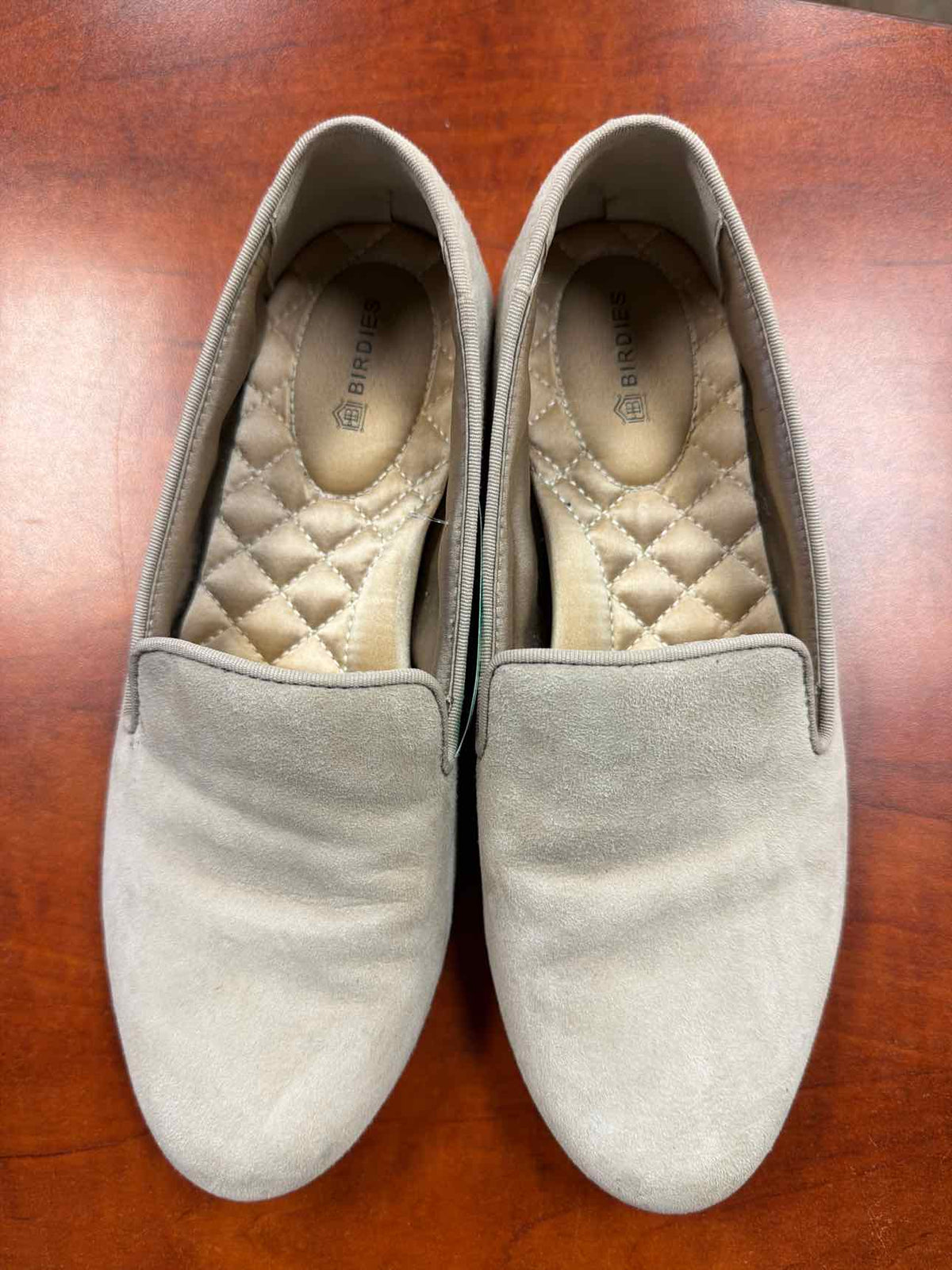 Birdies The Starling Loafers Gray Suede Finish Quilted Interior Size 6