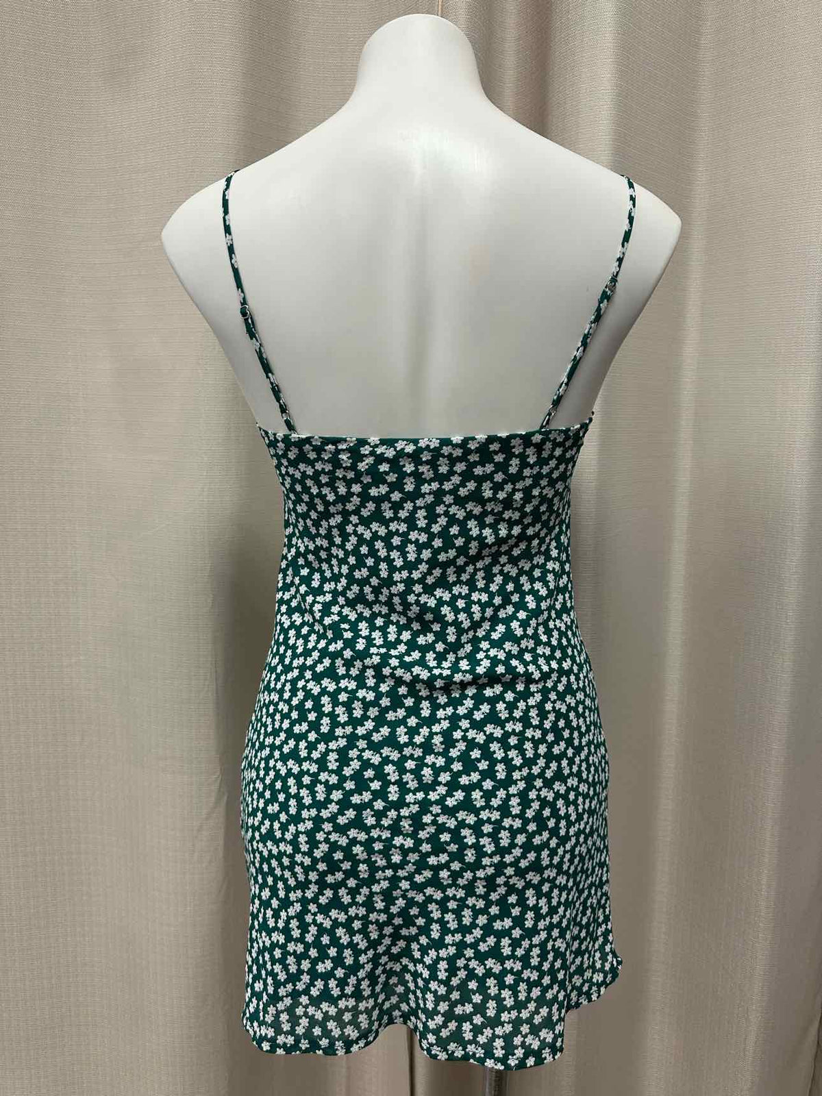 Princess Polly Floral Print Spaghetti Strap Mini Size 2 Green/White Dress