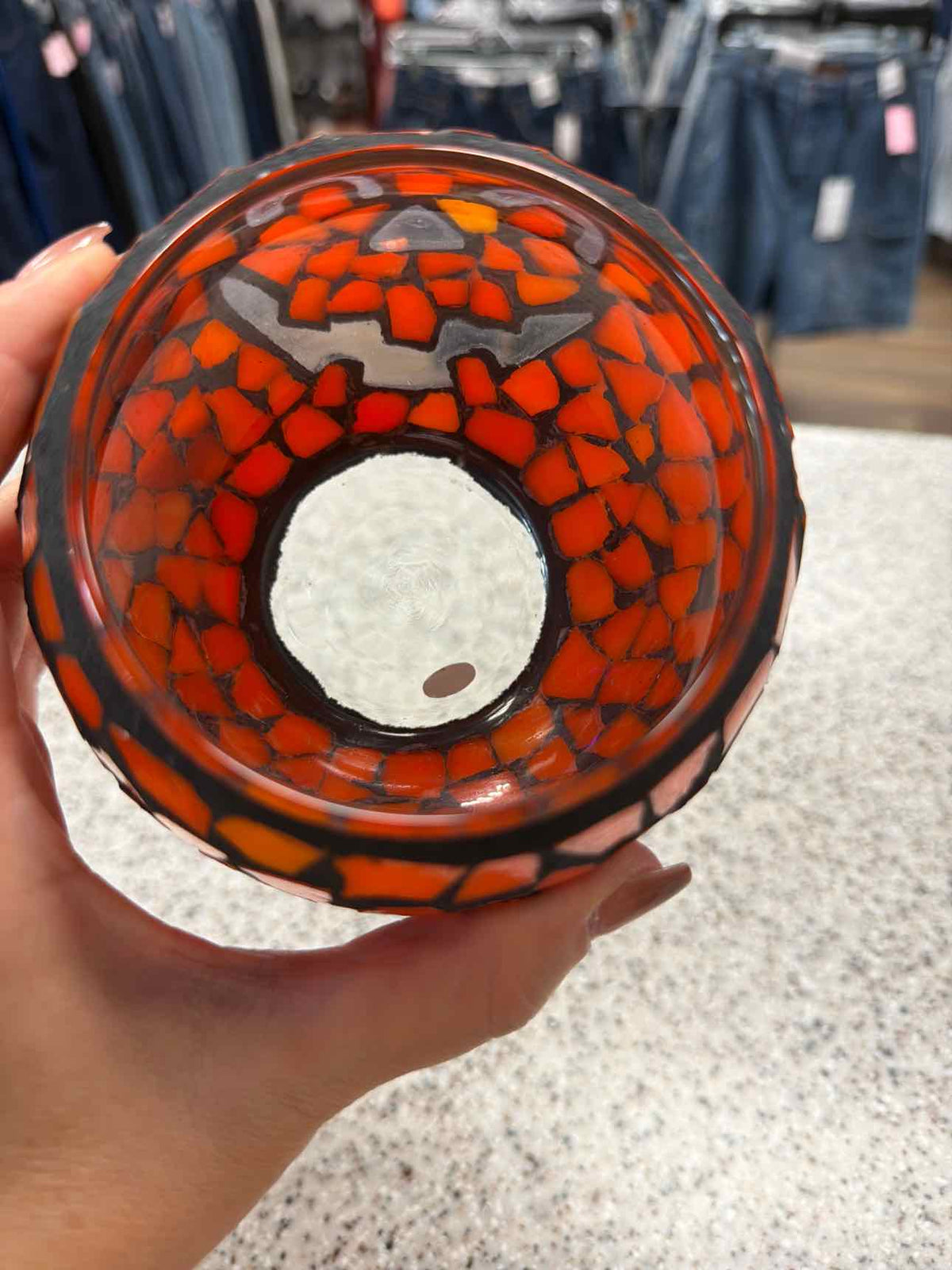 Pumpkin Mosaic Tealight Candle Holder Fall Harvest Household