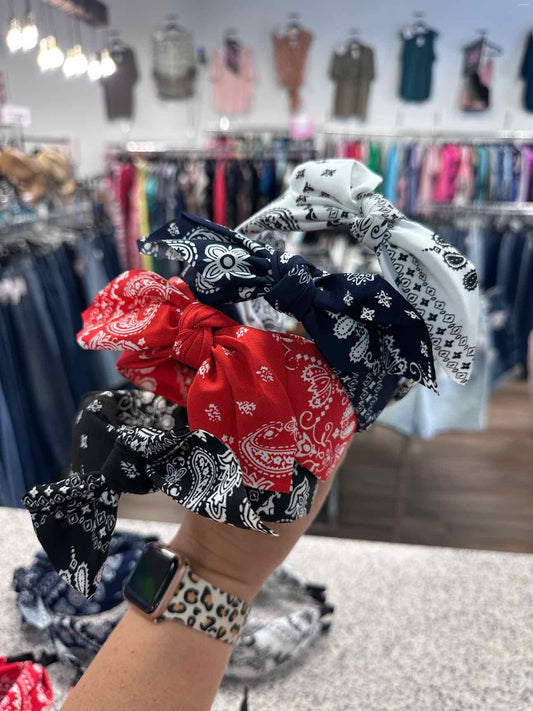 Bandana Paisley Boho Print with Tied Bow Headband