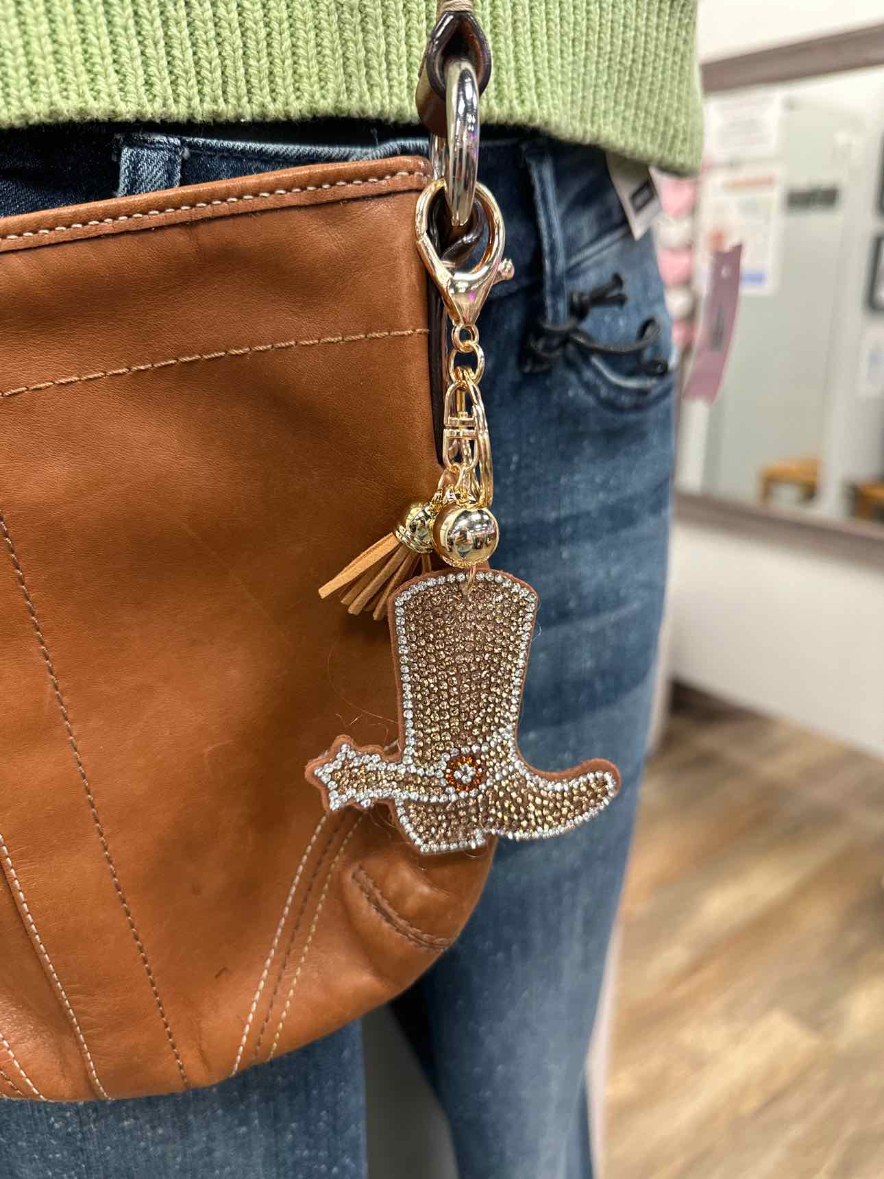 Rhinstone Bling 3D Bag Charm Key Chain