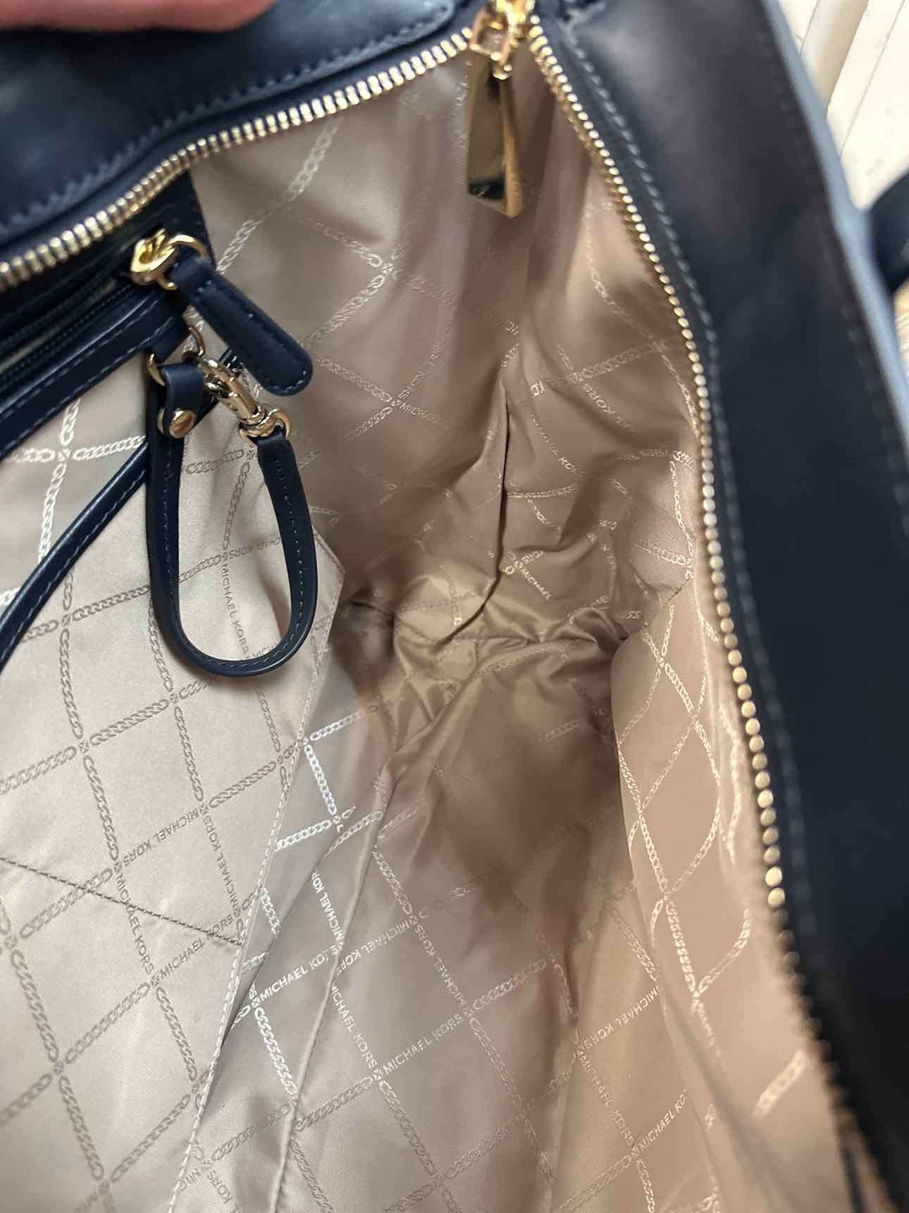 MICHAEL KORS Whitney Denim Blue and Navy Logo Shoulder Tote Handbag