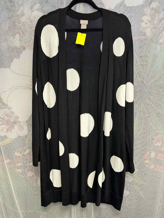 Chico's NEW NWT Dot Print Long Sleeve Duster Cardigan Size 3 Black/white Top