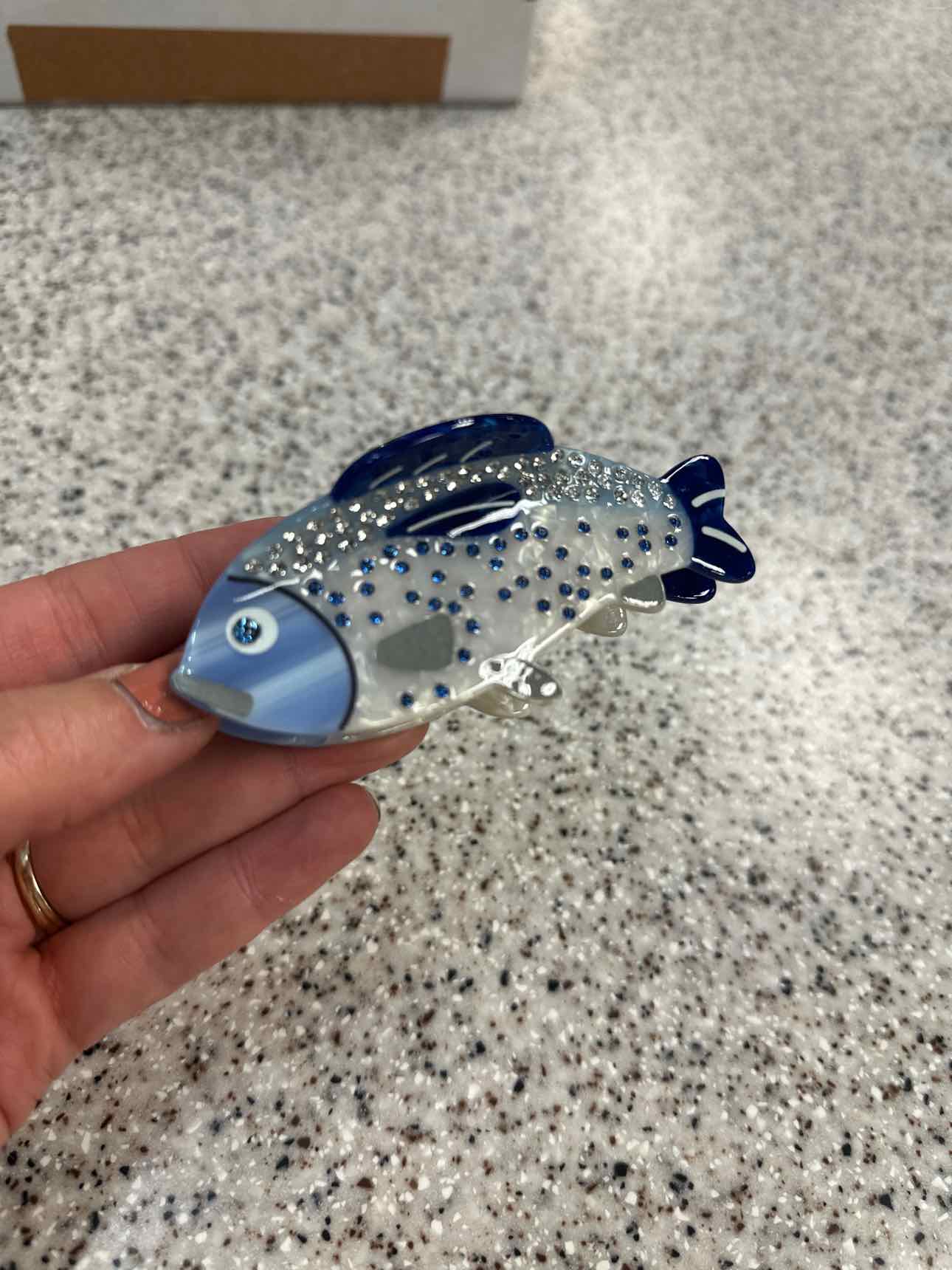 Blue Rhinestone Fish Hair Claw Clip