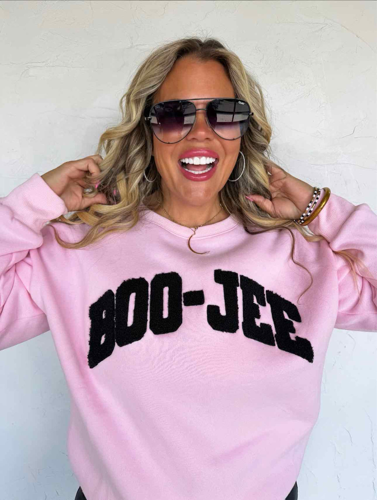 Boo-Jee Sherpa Letter Pullover Sweatshirt