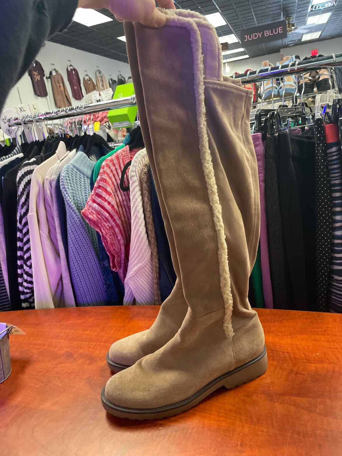 Sole Society Juno Over-the-Knee Suede Taupe Boots Size 9