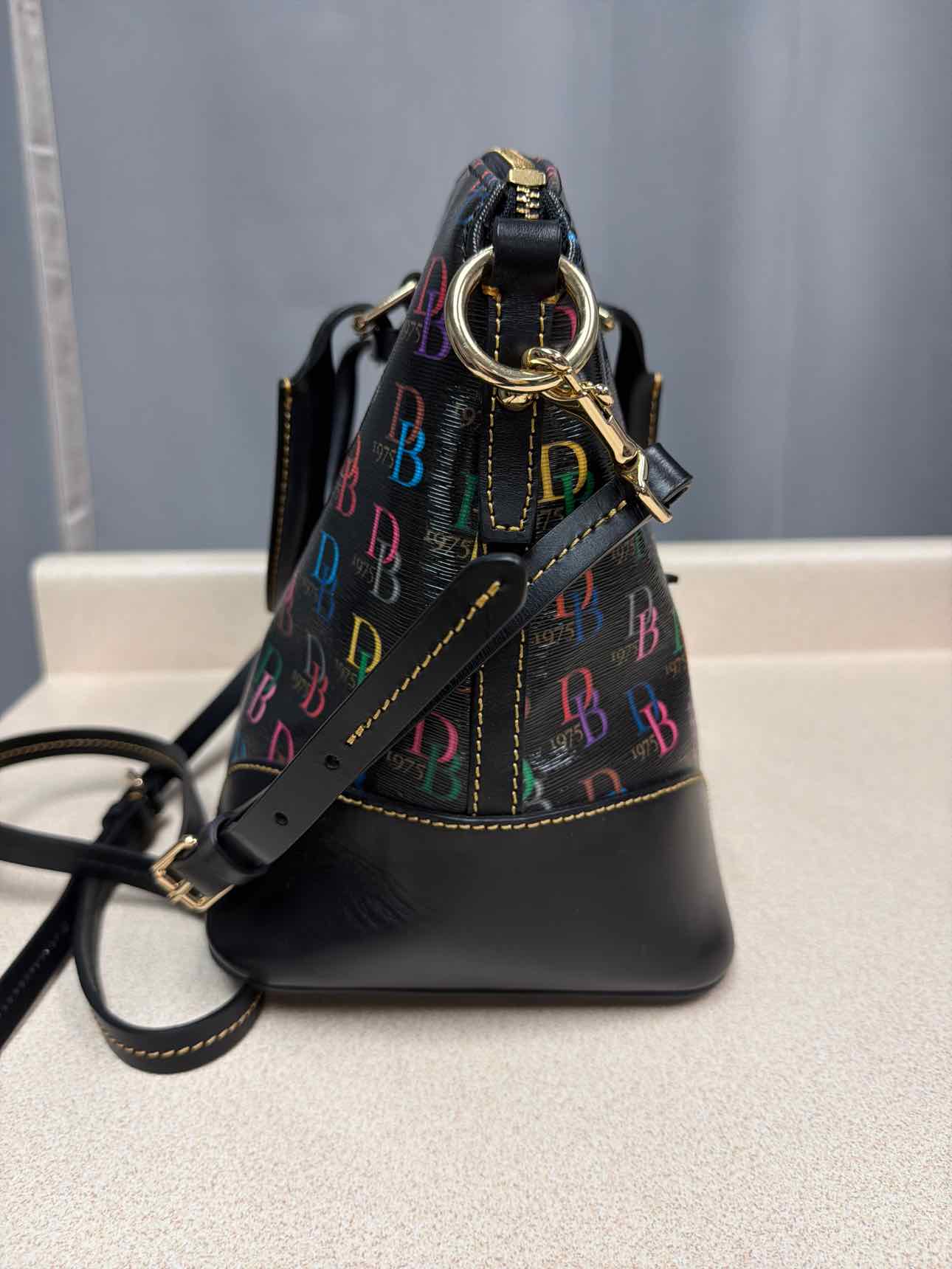 Dooney and Bourke Large Multi Color Domed Satchel DB Logo Handbags