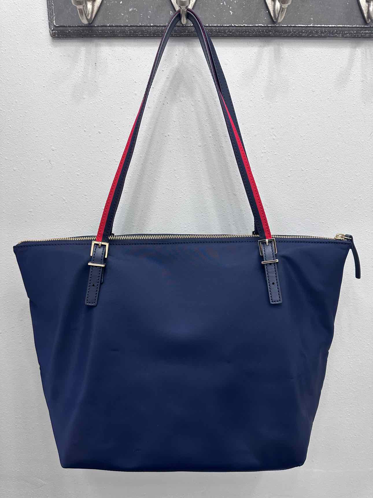 Kate Spade Watson Lane Varsity Stripe Maya Nylon Tote Navy Handbags